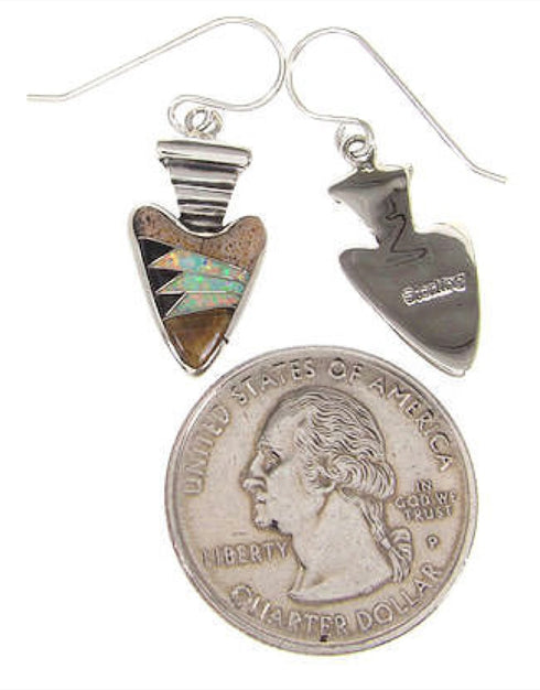 Southwestern Sterling Silver Multicolor Jewelry Hook Earrings YS61277